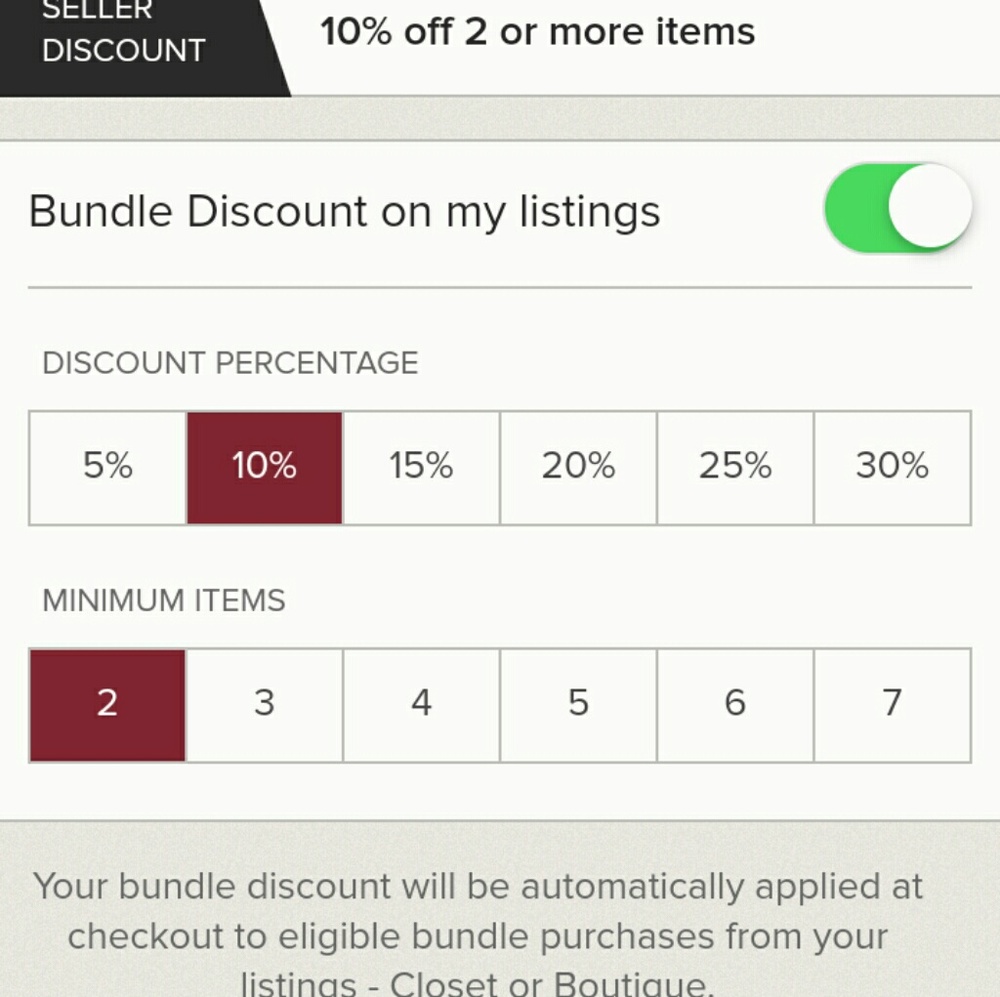 Bundle discount with 2 or more items